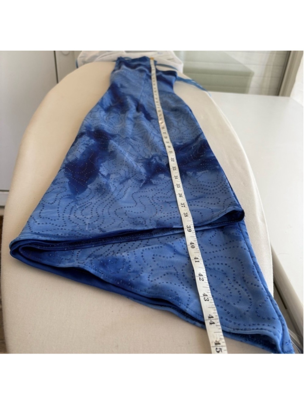 Clique USA Beaded Dress 10 [S] Asymmetric Hem Blue Rhinestones Wedding Guest - Picture 6 of 8